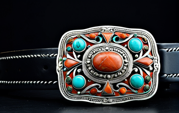 **

"A close-up of a traditional Mongolian silver belt buckle, intricately carved with geometric patterns, adorned with turquoise and coral stones, resting on a dark leather surface, fully clothed, safe for work, appropriate content, modest, perfect anatomy (of the design elements), correct proportions, professional product photography, high quality, well-defined details."

**