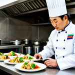몽골 현지 음식을 배우는 체험 - Modern Mongolian Cuisine**

A professional chef in a modern restaurant kitchen, plating a contempora...