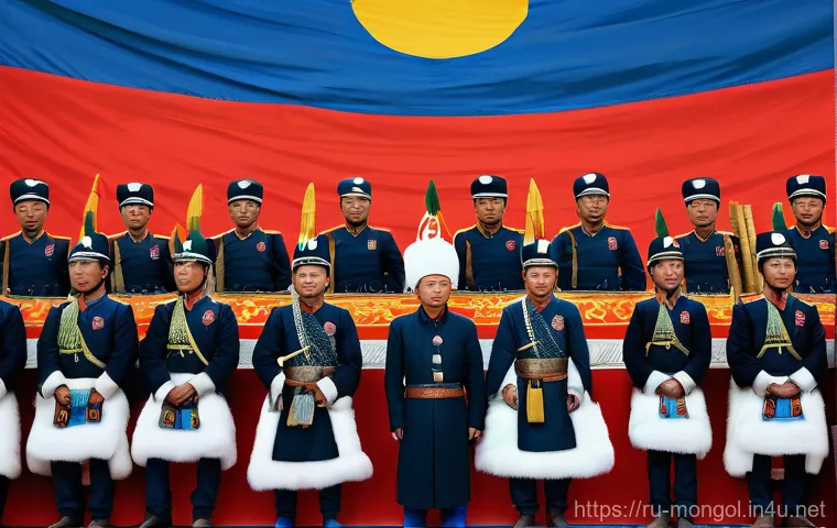 몽골의 독립 기념일 행사 - **Prompt:** "A solemn and powerful historical scene depicting the declaration of Mongolia's independ...