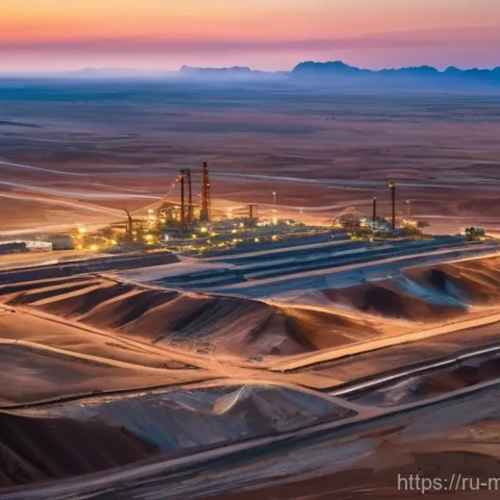 몽골의 주요 경제 성장 동력 - **Prompt:** A panoramic view of a massive open-pit copper and gold mine, reminiscent of Oyu Tolgoi, ...
