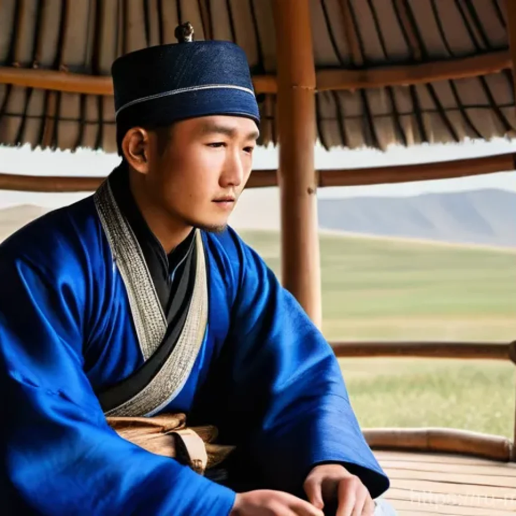 몽골의 유명 작가 - **"Genesis of a Voice: The Steppe's Whisper"**
A thoughtful, young Mongolian man in his late 20s...