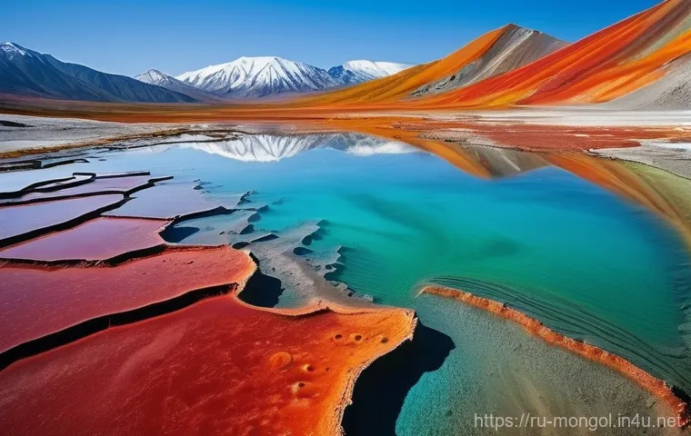 몽골 바르가자르 체험 - **Golden Autumn Altai Mountain Landscape with Turquoise River**
    A wide-angle, panoramic photogra...